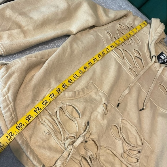 REBEL MINDS Distressed DESTROYED Cut PULLOVER SWEATSHIRT SZ XL - Picture 8 of 9